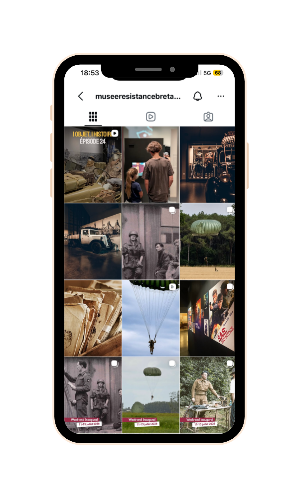 Maquette de smartphone affichant un compte Instagram animé pour l’intercommunalité